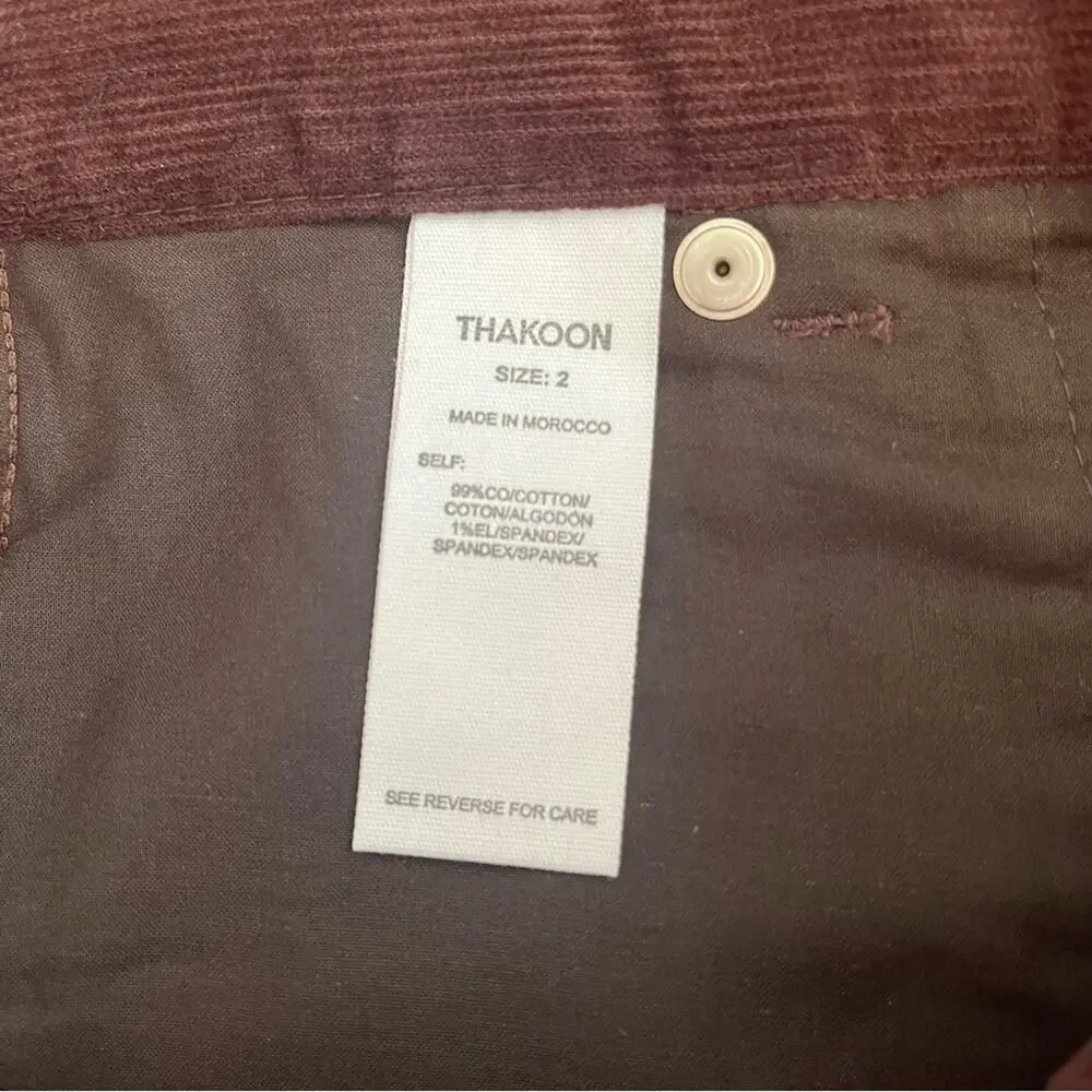 Thakoon Women's High Rise Corduroy Pants Chocolate Brown Size 2 NWT